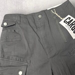 New Orange Kiss Cargo Longline Shorts Womens Juniors M Gray‎ Utility Pockets